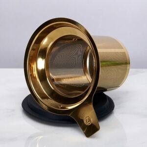 Elegant Gold Tea Infuser with Coaster Lid